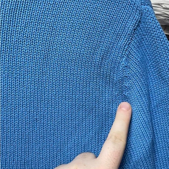 plain blank Blue chaps long sleeve V-neck small chest logo sweater sweatshirt - Picture 8 of 8